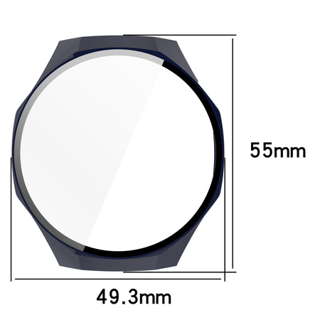 Etui ze szkłem do zegarka Bizon Case Watch Adamo do Huawei Watch GT 5 Pro 46 mm, niebieskie