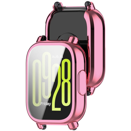 Etui z osłoną ekranu Bizon Case Watch Felipe do Xiaomi Redmi Watch 5 Active, różowe