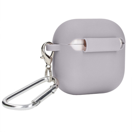 Silikonowe etui z karabińczykiem Bizon Case Headphone Silicone do AirPods 4, jasnofioletowe