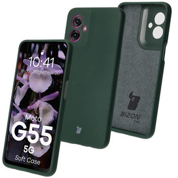 Silikonowe etui Bizon Soft Case do Motorola Moto G55 5G, ciemnozielone
