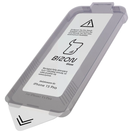 Szkło hartowane z ramką do łatwej aplikacji Bizon Glass Aplikator do iPhone 15 Pro, 2 sztuki