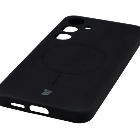 Silikonowe etui z pierścieniem magnetycznym Bizon Soft Case Magnetic do Galaxy S25 Plus, czarne