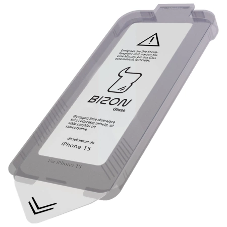 Szkło hartowane z ramką do łatwej aplikacji Bizon Glass Aplikator do iPhone 15, 2 sztuki