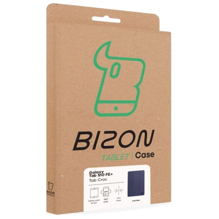 Etui z klapką Bizon Case Tab Croc do Galaxy Tab S10 FE Plus, granatowe