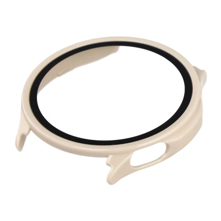 Etui ze szkłem do zegarka Bizon Case Watch Adamo do OnePlus Watch Lite 45 mm / Oppo Watch S 45 mm, beżowe