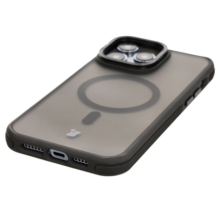 Etui z podstawką i pierścieniem magnetycznym Bizon Case Eclipse do iPhone 14 Pro Max, przydymione z czarną ramką