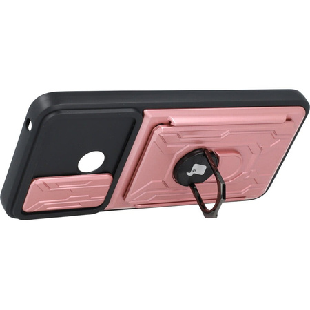 Etui Bizon Case Camshield Card Slot Ring do Xiaomi Redmi 10C, jasnoróżowe