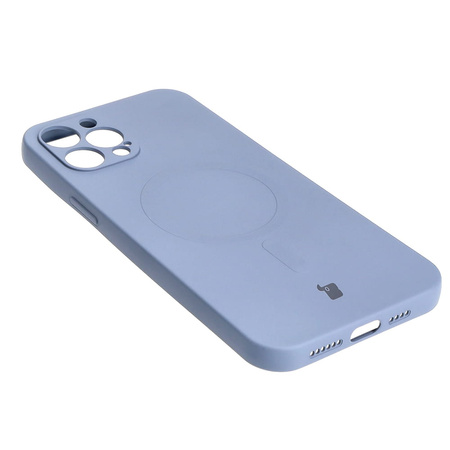 Etui silikonowe z pierścieniem magnetycznym Bizon Case Silicone Magnetic do iPhone 13 Pro Max, szare