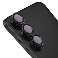 Szkło hartowane na aparat Bizon Glass Snap Lens do Galaxy S25 Plus, 1 zestaw, czarna ramka