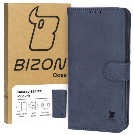 Etui z klapką Bizon Case Pocket do Galaxy S24 FE, granatowe