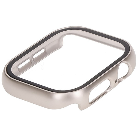 Etui ze szkłem do zegarka Bizon Case+Glass Watch do Apple Watch 10 46mm, szampańskie