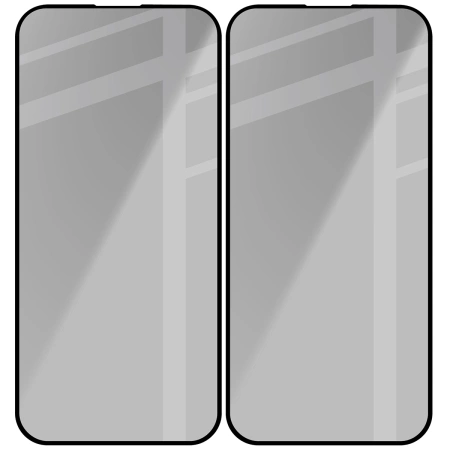 Prywatyzujące szkło hartowane Bizon Glass Edge Shadow Duo do iPhone 15 Pro, przyciemniane z czarną ramką, 2 sztuki