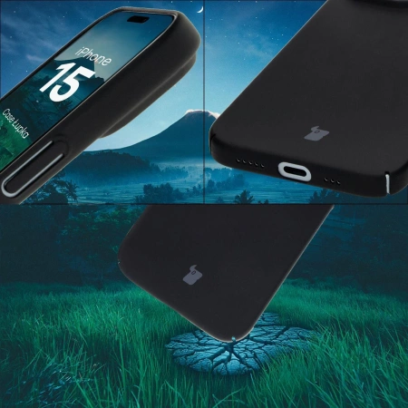 Etui Bizon Case Łupka do iPhone 15, czarne