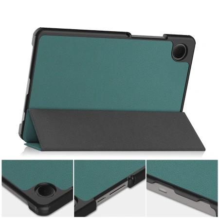 Etui z klapką Bizon Case Tab Croc do Galaxy Tab A11 / A9, ciemnozielone