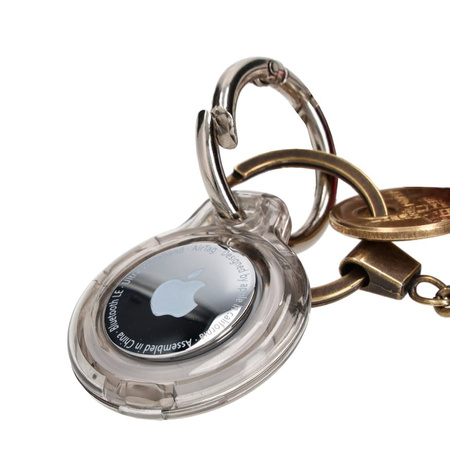 Etui Bizon Case Locator Keychain do Apple AirTag, przezroczysto-czarne