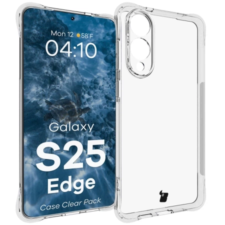 Elastyczne etui + 2x szkło hartowane Bizon Case Clear Pack do Galaxy S25 Edge