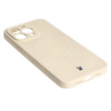 Etui silikonowe z pierścieniem magnetycznym Bizon Case Silicone Magnetic do iPhone 15 Pro Max, beżowe