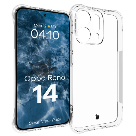 Elastyczne etui + 2x folia na ekran Bizon Case Clear Pack do Oppo Reno 14