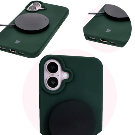Silikonowe etui Bizon Soft Case do iPhone 16, ciemnozielone