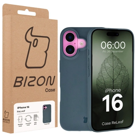 Etui z recyklingu Bizon Case ReLeaf do iPhone 16, ciemnoniebieskie