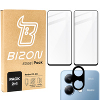 2x Szkło hartowane z ramką + szybka na aparat Bizon Edge 2 Pack do Xiaomi Redmi 13 4G