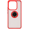 Etui z uchwytem na palec Bizon Case Hybrid Ring do Xiaomi Redmi Note 14 4G, przydymione z czerwoną ramką