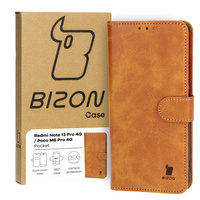 Etui z klapką Bizon Case Pocket do Xiaomi Poco M6 Pro 4G / Xiaomi Redmi Note 13 Pro 4G, brązowe