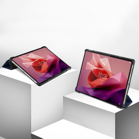 Etui Bizon Case Tab Croc do Lenovo Tab P12 12.7 TB 370, granatowe