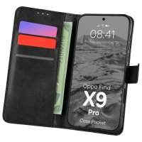 Etui z klapką Bizon Case Pocket do Oppo Find X9 Pro, czarne