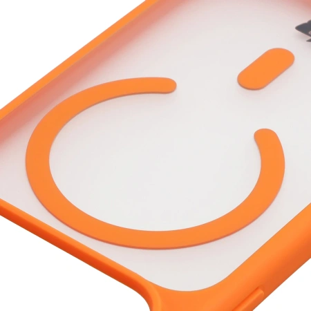 Etui z pierścieniem magnetycznym + szkło hartowane Bizon MatteO Pack do iPhone 17 Pro, przydymione-pomarańczowe