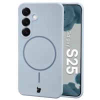 Silikonowe etui z pierścieniem magnetycznym Bizon Soft Case Magnetic do Galaxy S25, błękitne