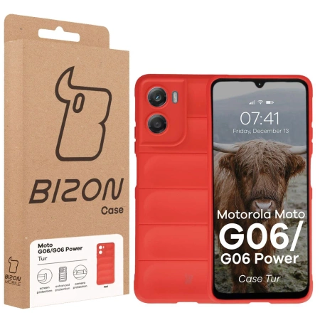 Pancerne etui Bizon Case Tur do Motorola Moto G06 4G / G06 Power 4, czerwone