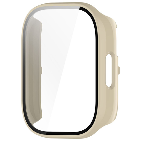 Etui ze szkłem do zegarka Bizon Case+Glass Watch do Xiaomi Redmi Watch 5 Lite, beżowe