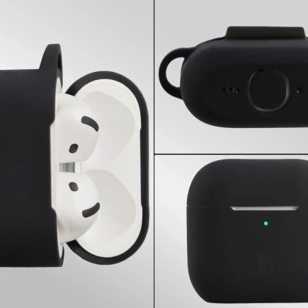 Silikonowe etui z karabińczykiem Bizon Case Headphone Silicone do AirPods 4, jasnozielone