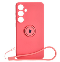 Etui Bizon Case Silicone Ring Sq do Galaxy S24 Plus, brudny róż