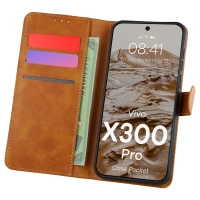 Etui z klapką Bizon Case Pocket do Vivo X300 Pro, brązowe