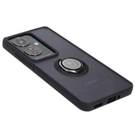 Etui z uchwytem na palec Bizon Case Hybrid Ring do Oppo Reno11 F 5G, przydymione z czarną ramką