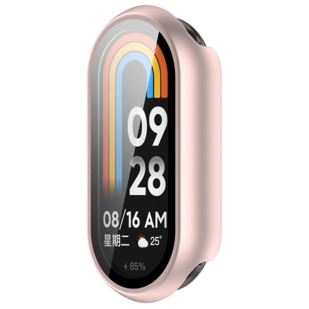 Etui ze szkłem do zegarka Bizon Case Watch Adamo do Xiaomi Smart Band 10, jasnoróżowe