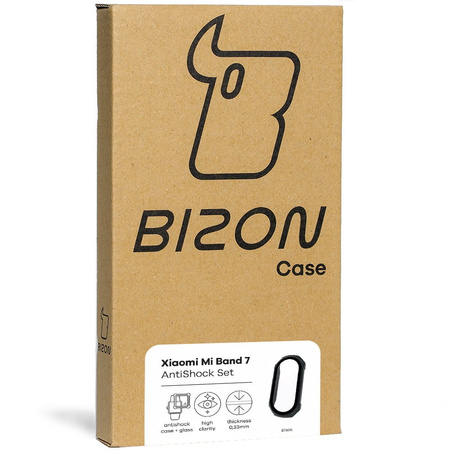 Etui ze szkłem Bizon Case AntiShock Set, Xiaomi Mi Band 7, czarne