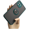 Etui z uchwytem na palec Bizon Case Hybrid Ring do Xiaomi Redmi A1, przydymione z ciemnozieloną ramką