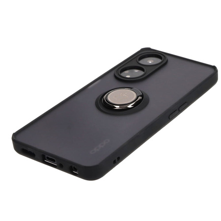 Etui z uchwytem na palec Bizon Case Hybrid Ring do Oppo A98 5G, przydymione z czarną ramką