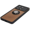 Etui z uchwytem na palec Bizon Case Hybrid Ring do Xiaomi Poco X6 Pro, przydymione z czarną ramką