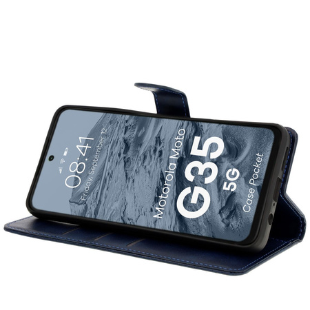 Etui z klapką Bizon Case Pocket do Motorola Moto G35 5G, granatowe