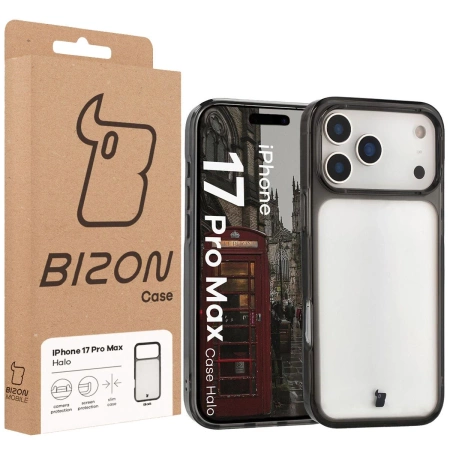 Etui Bizon Case Halo do iPhone 17 Pro Max, przydymione-czarne