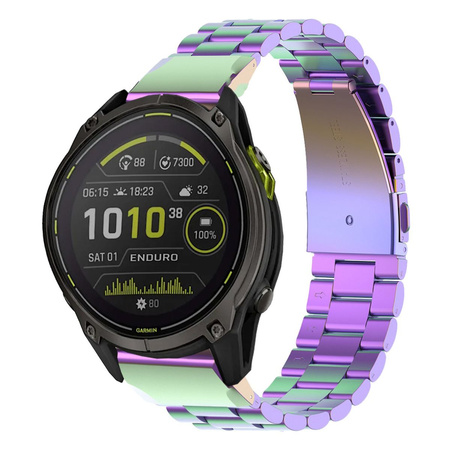 Pasek ze stali nierdzewnej Bizon Strap Watch Aura do Galaxy Watch FE/7/6/6 Classic/5/5 Pro/4/4 Classic, tęczowy