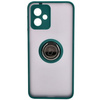 Etui z uchwytem na palec Bizon Case Hybrid Ring do Motorola Moto G14, przydymione z ciemnozieloną ramką