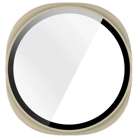 Etui ze szkłem do zegarka Bizon Case+Glass Watch do Samsung Galaxy Watch 8 40 mm, beżowe