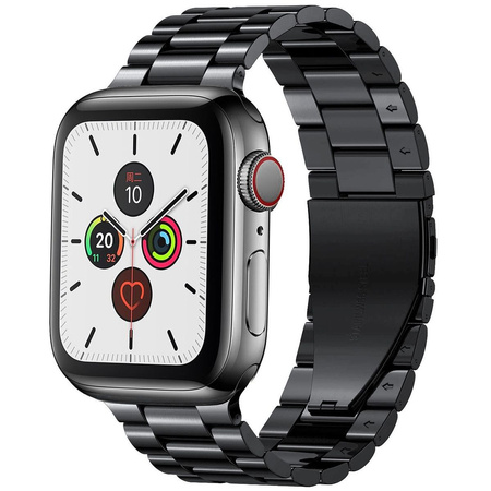 Pasek ze stali nierdzewnej Bizon Strap Watch Aura do Apple Watch 38/40/41/42 mm, czarny