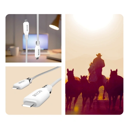 Kabel z oplotem Bizon Cable C354, USB-C do USB-C, 60 W, 1 m