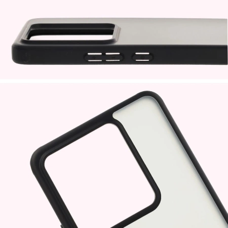 Etui Bizon Case Angelo do Realme GT 7 / 7T, półprzezroczyste z czarną ramką